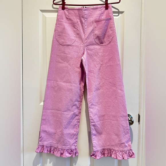 NWT Anthropologie The Colette Magic Fabric Ruffled Crop Wide-Leg Pants by Maeve - Picture 10 of 11